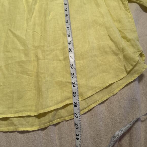 J.Jill Love Linen Sz XL Relaxed Peasant Top Yellow Lightweight Lagenlook Ruffle - Picture 10 of 11